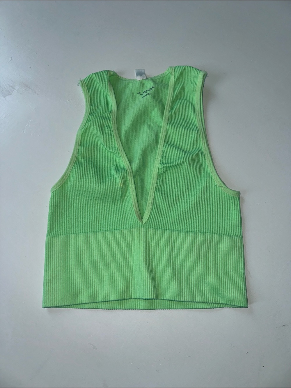 Urban Outfitters Neon Green Ribbed Deep V Crop Tank